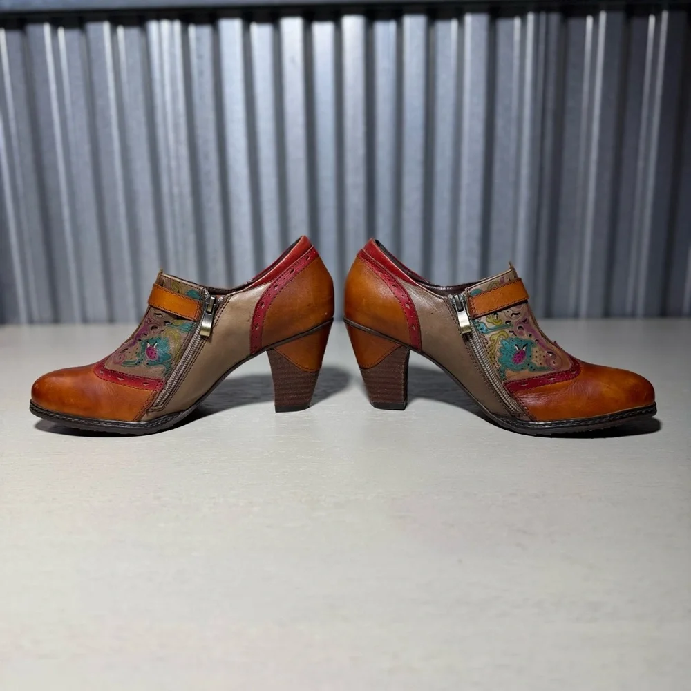 L'Artiste Spring Step 8.5 / 39 Leather Heels, New Without Box, Boho, French - Picture 3 of 11